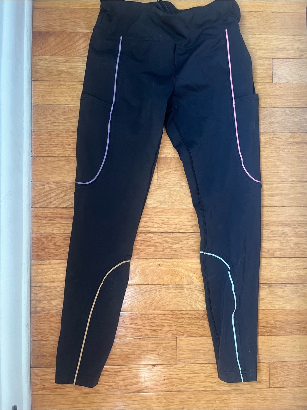 Outdoor Voices Black Active Leggings with Relfective Trim